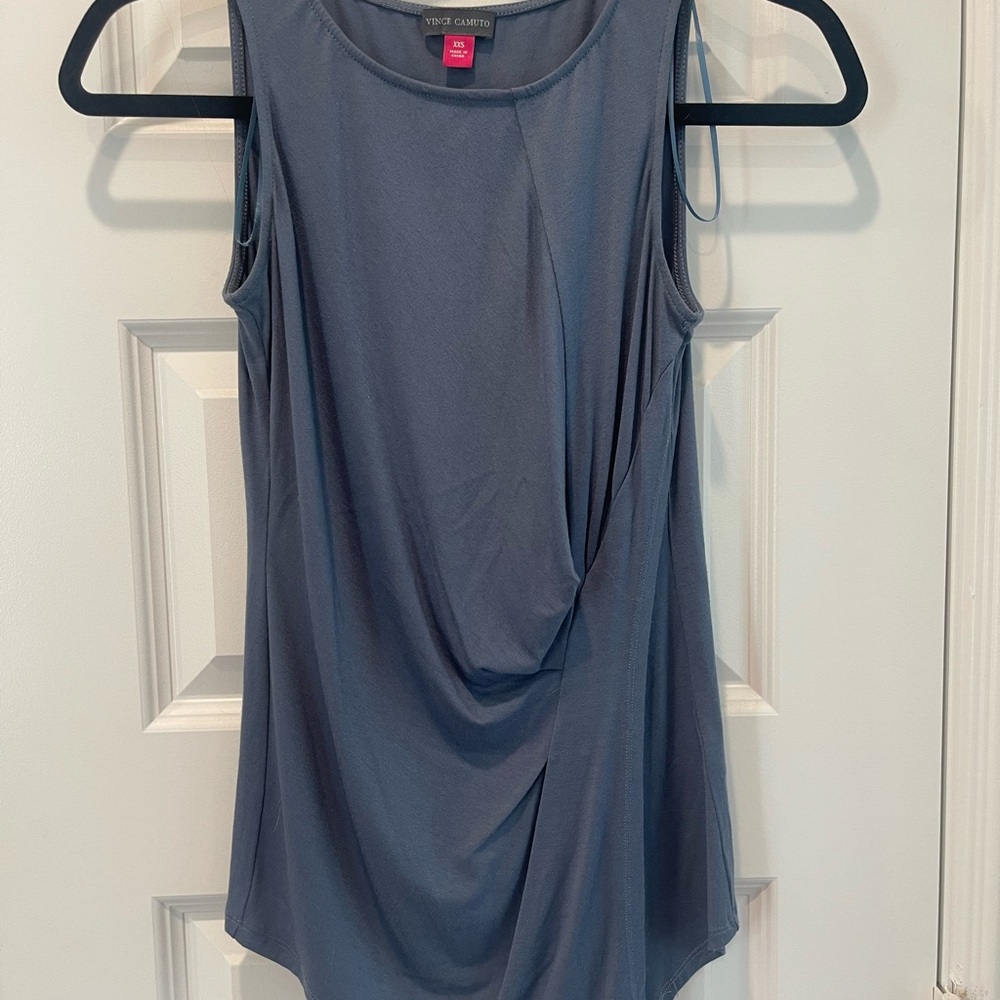 Vince Camuto Draped Blue Tank Top